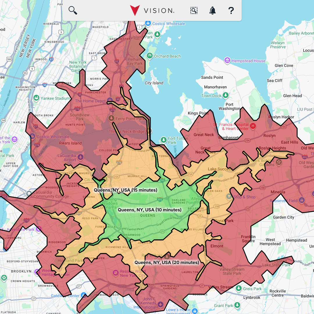 Vision Platform - Drive Time Zones Image