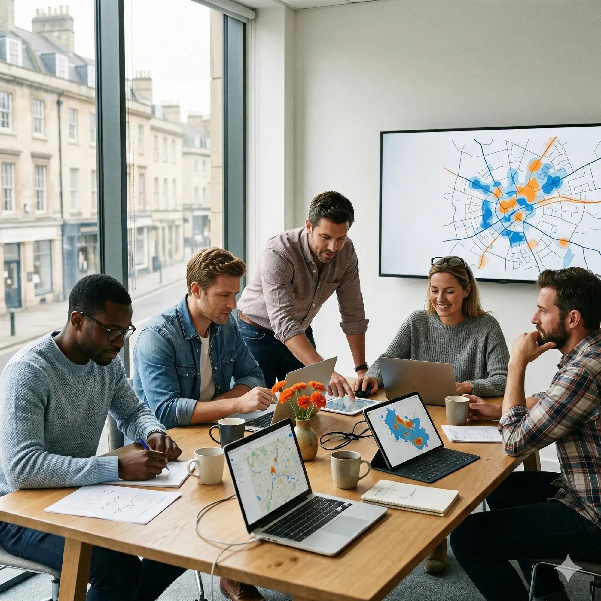 a team working with gis and business intelligence